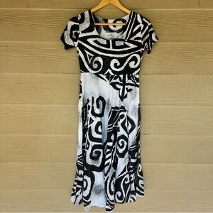 Black and White Samoan Tribal Dress Polynesian Tattoo Boutique Dress Large